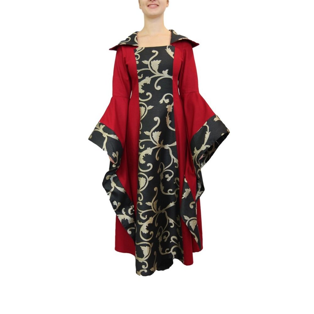Dress medieval dress blue print dress red dress